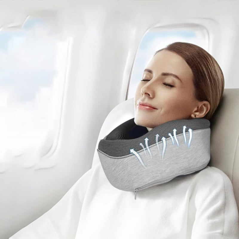 Almohada de Viaje Ergonómica | Soporte Cervical de Espuma Viscoelástica | Cojín en Forma de U para Avión, Oficina y Siestas
