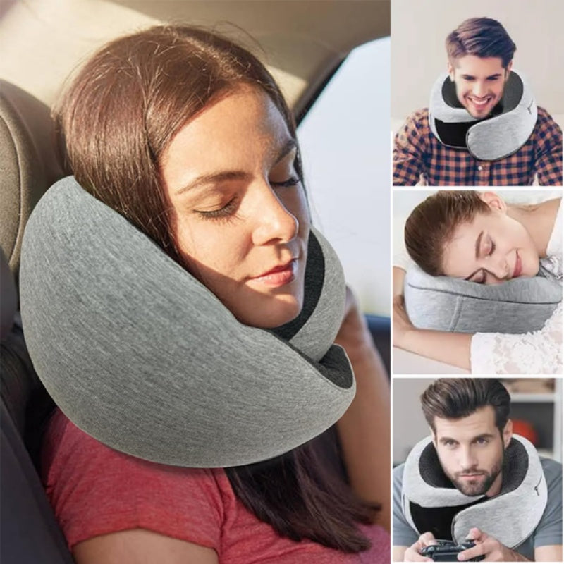 Almohada de Viaje Ergonómica | Soporte Cervical de Espuma Viscoelástica | Cojín en Forma de U para Avión, Oficina y Siestas